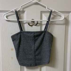 Bozzolo Charcoal Button-Front Crop Top
